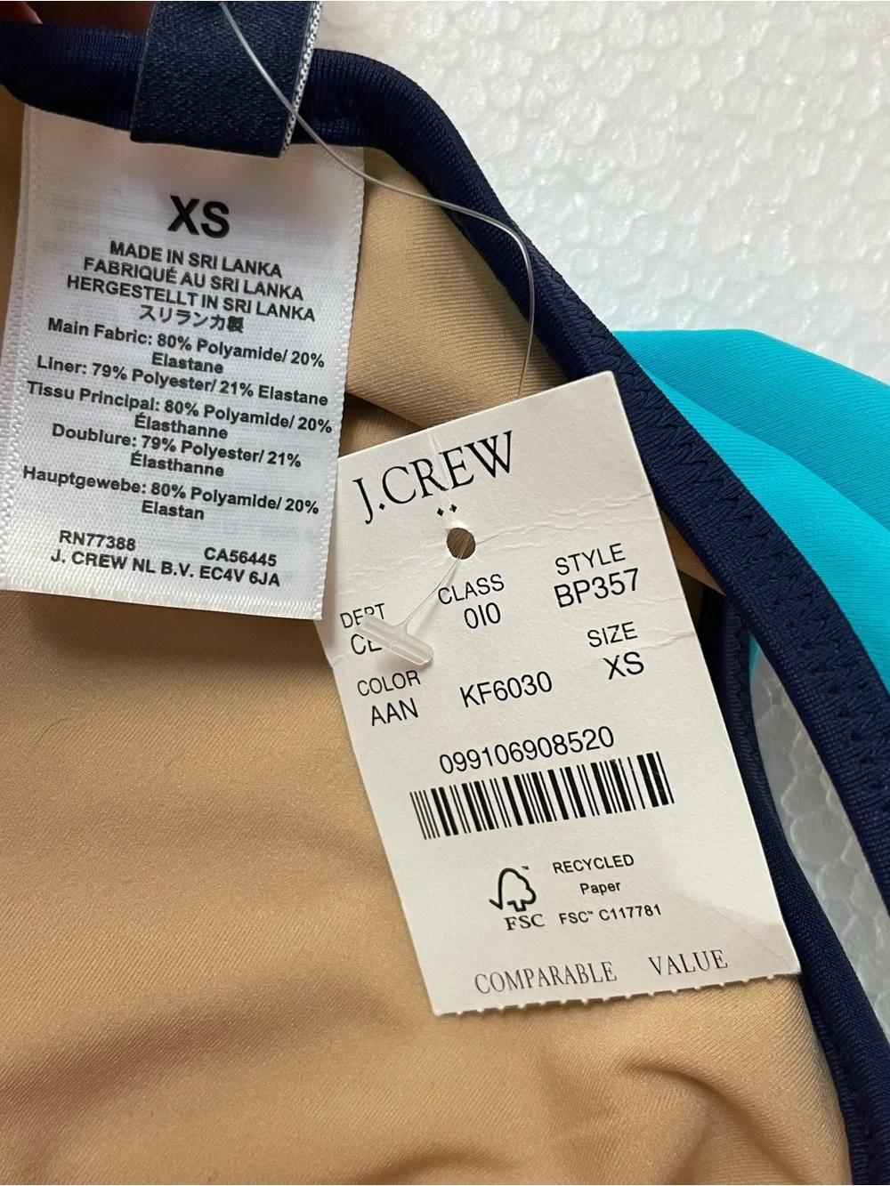 NEW J. Crew Womans Swimsuit Size XS Cutout One Shoulder One Piece Stretch Blue